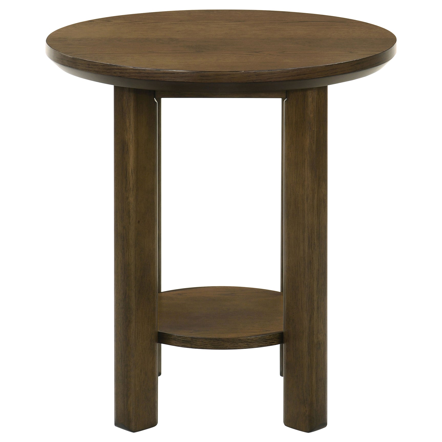 Ottowa Brown 22-Inch Round Wood Side End Table with Shelf - Ornate Home