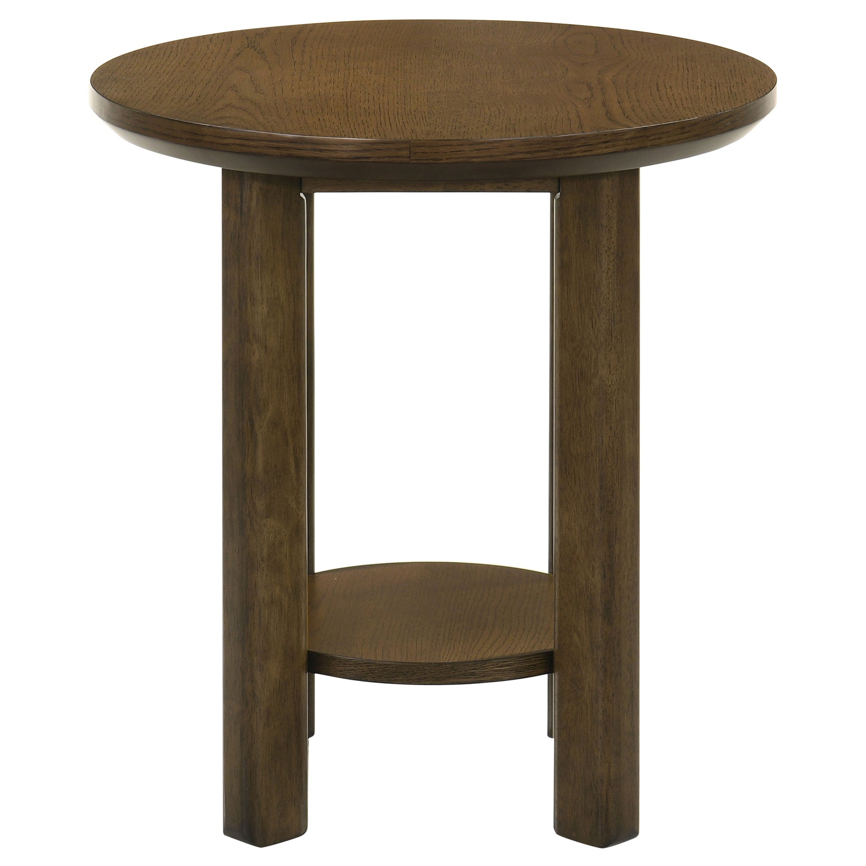 Ottowa Brown 22-Inch Round Wood Side End Table with Shelf - Ornate Home