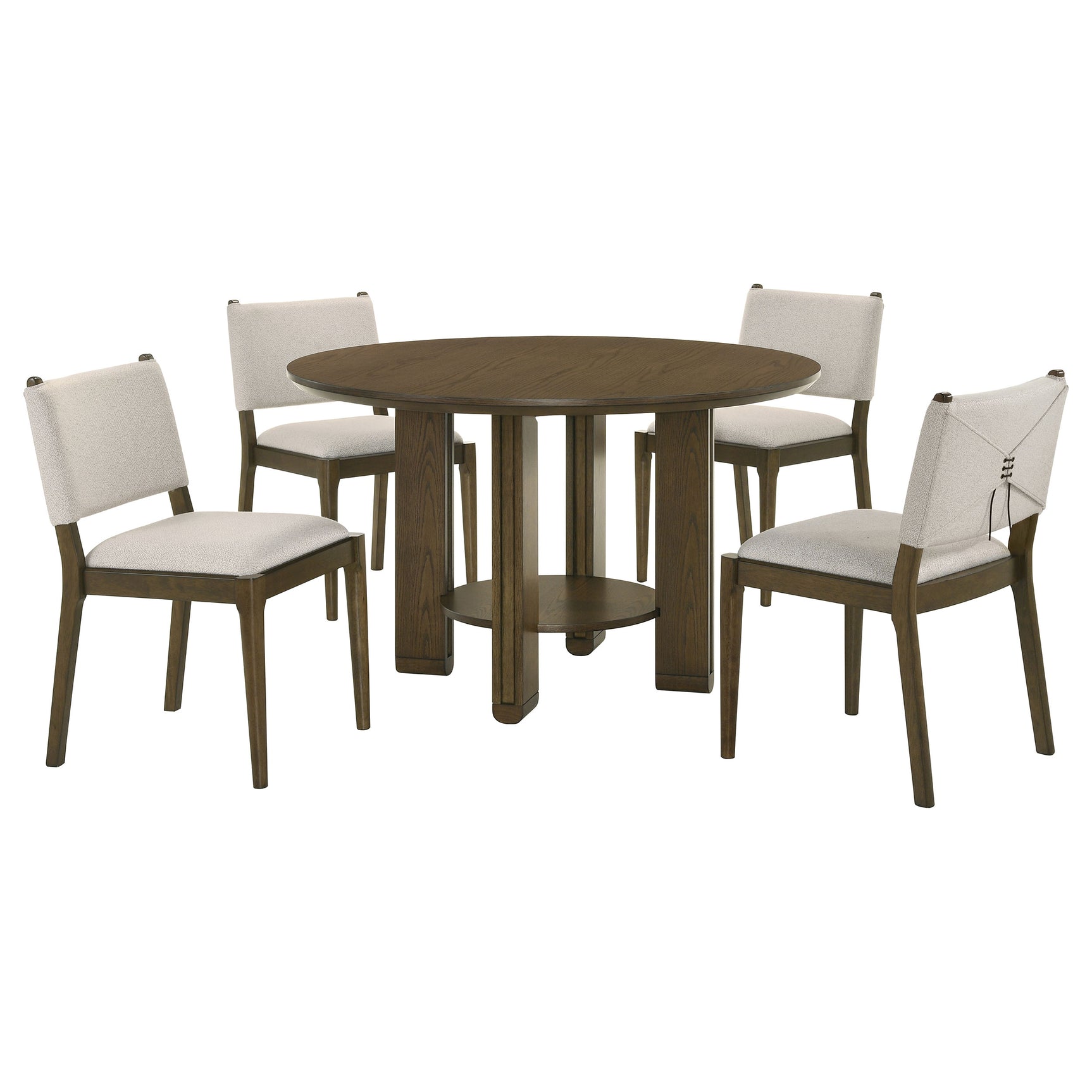 Ottowa Brown 5-piece Round Wood Dining Room Table Set - Ornate Home