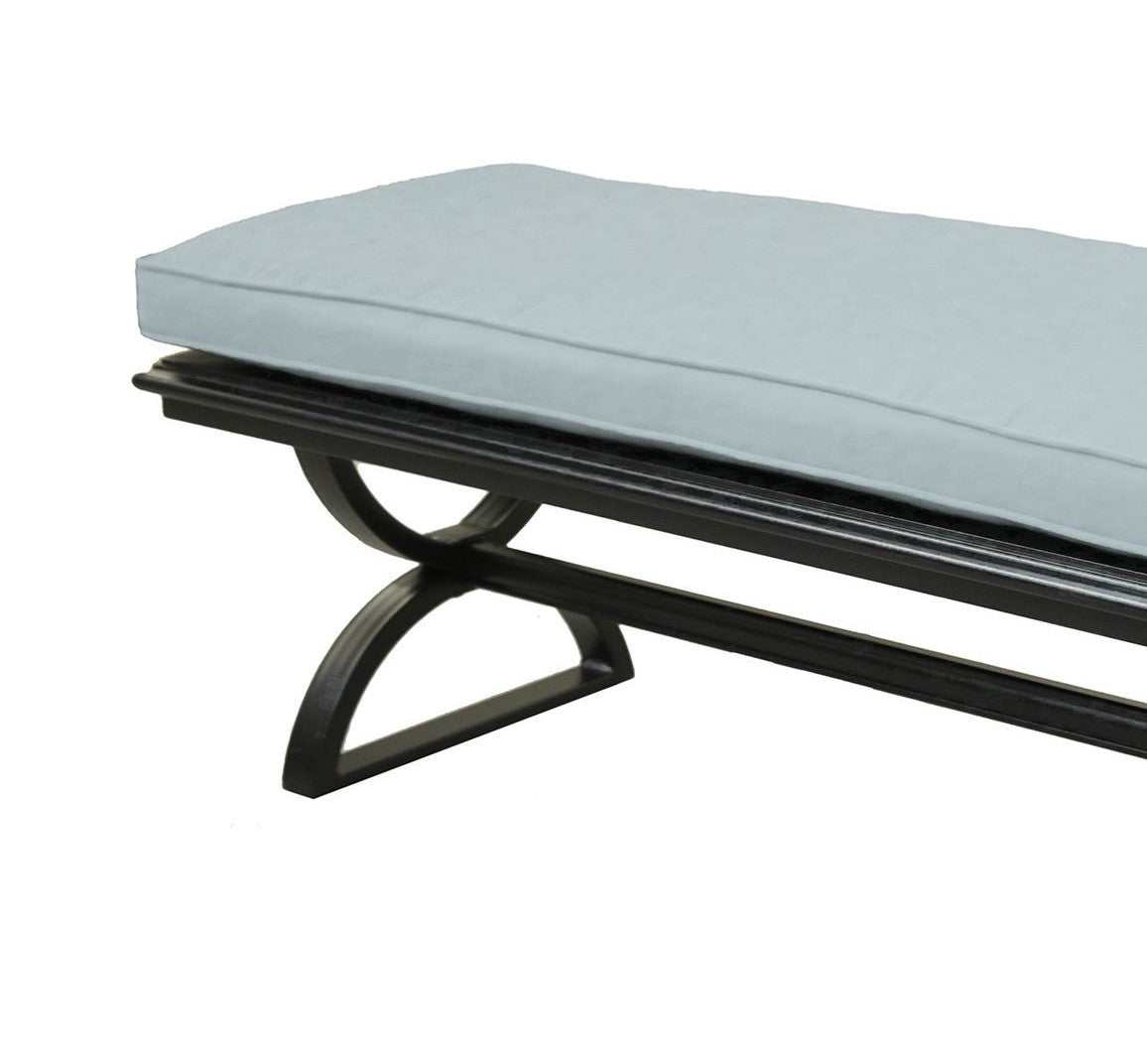 Outdoor Espresso Brown/Light Blue Aluminum Dining Bench w/ Cushion - Ornate Home