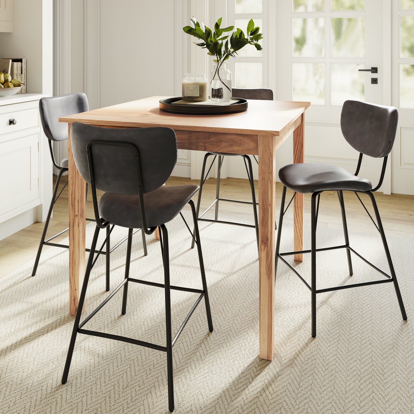 Owen Grey Uph Stool (Set of 2) - Ornate Home