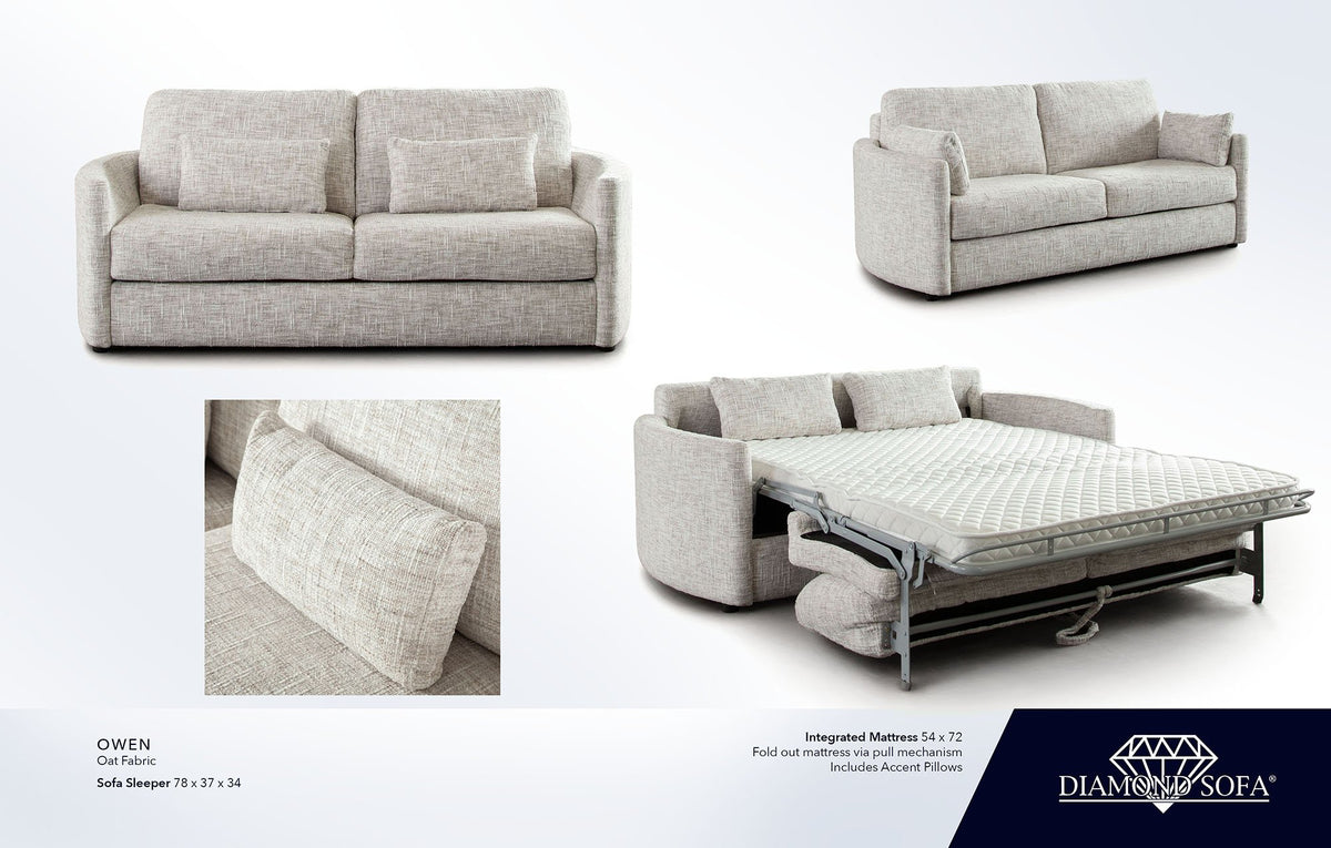 Owen Oat Fabric Sleeper Sofa - Ornate Home