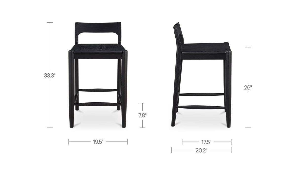 Owing Black Oak Counter Low Back Stool Black - Ornate Home