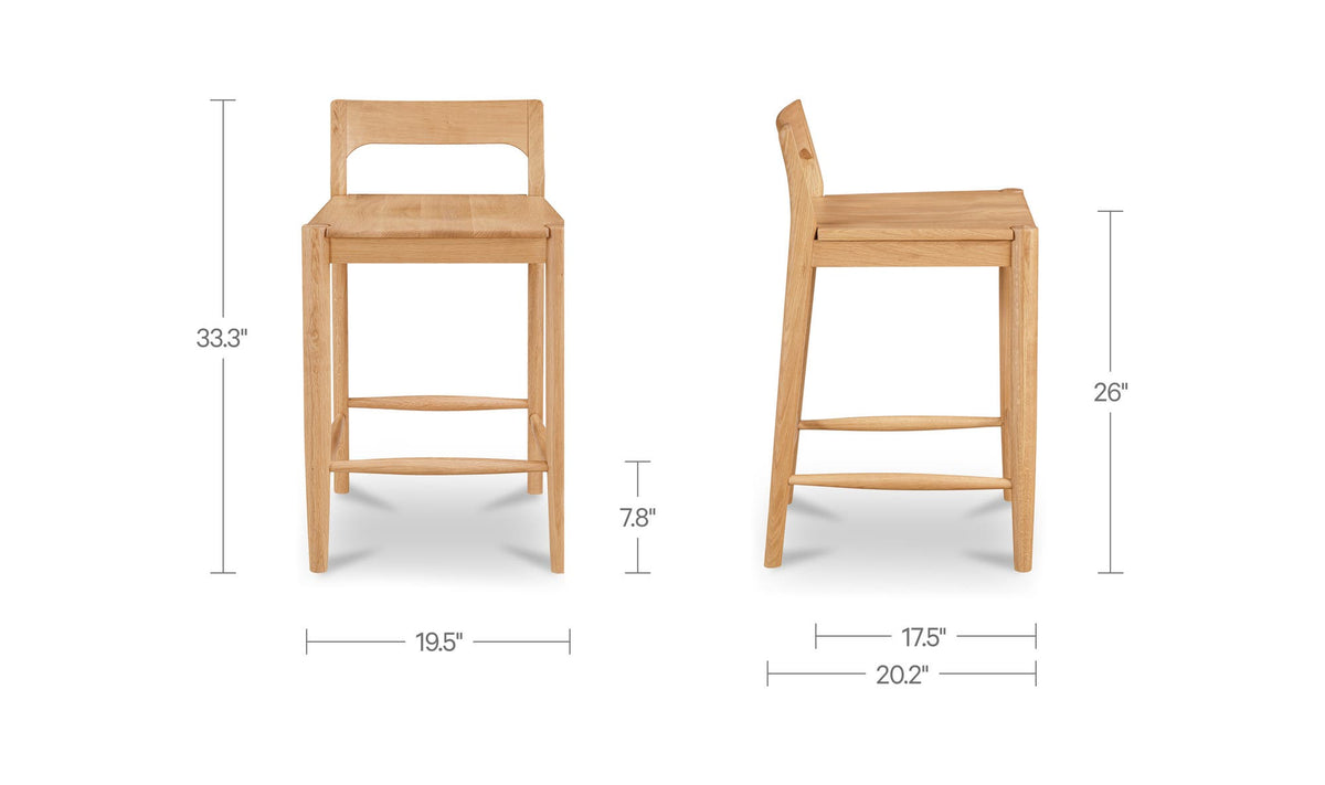 Owing Oak Counter Low Back Stool
