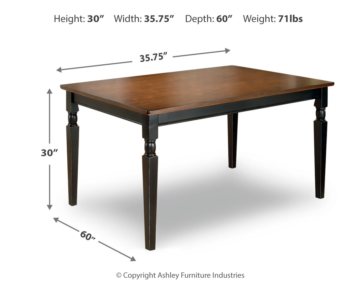 Owingsville Black/Brown Dining Table - Ornate Home