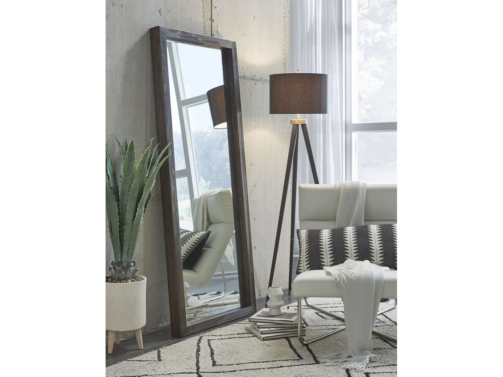 Oxford Floor Low Mirror - Basalt Grey - Ornate Home