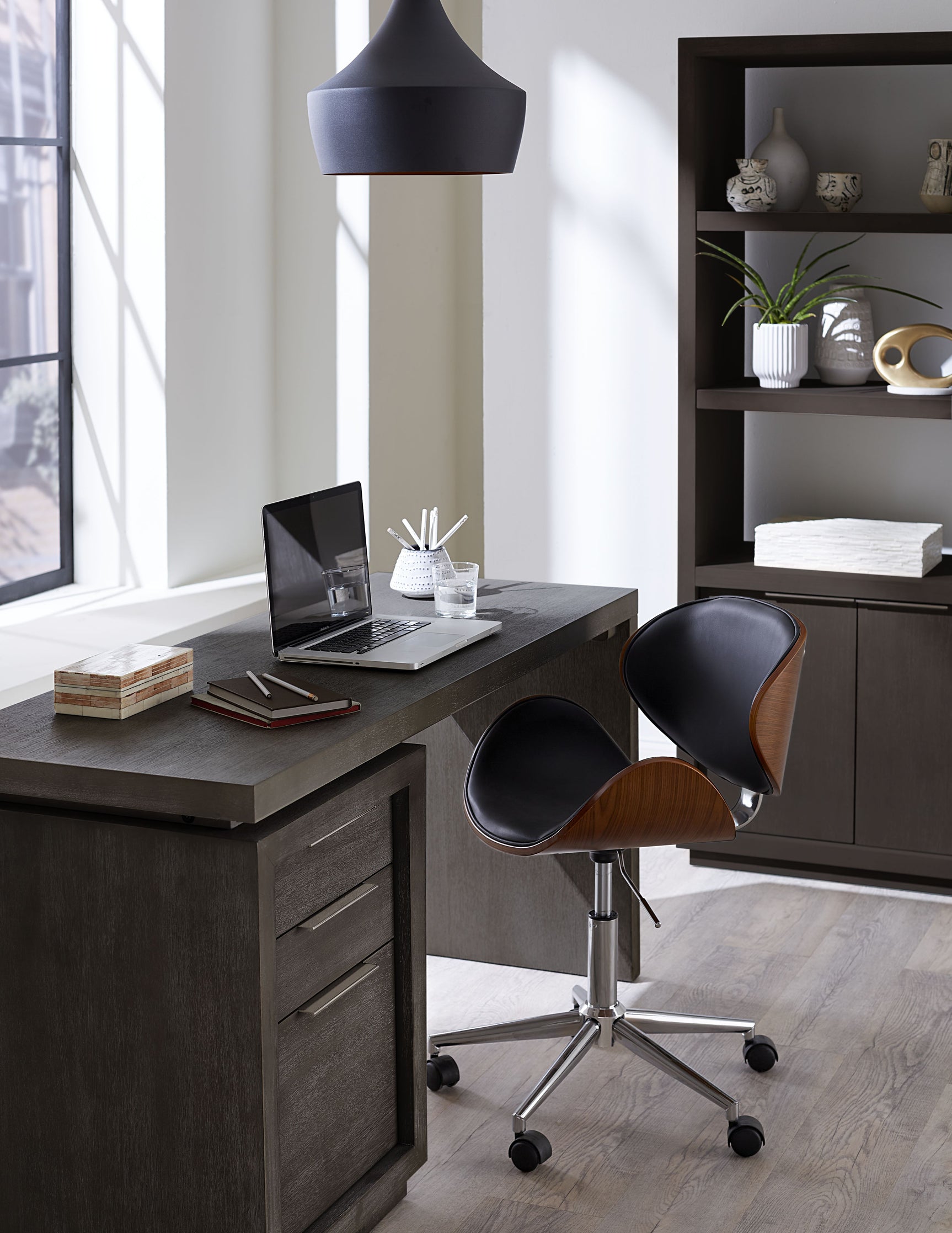 Oxford Single Pedestal Desk in Basalt Grey - Ornate Home