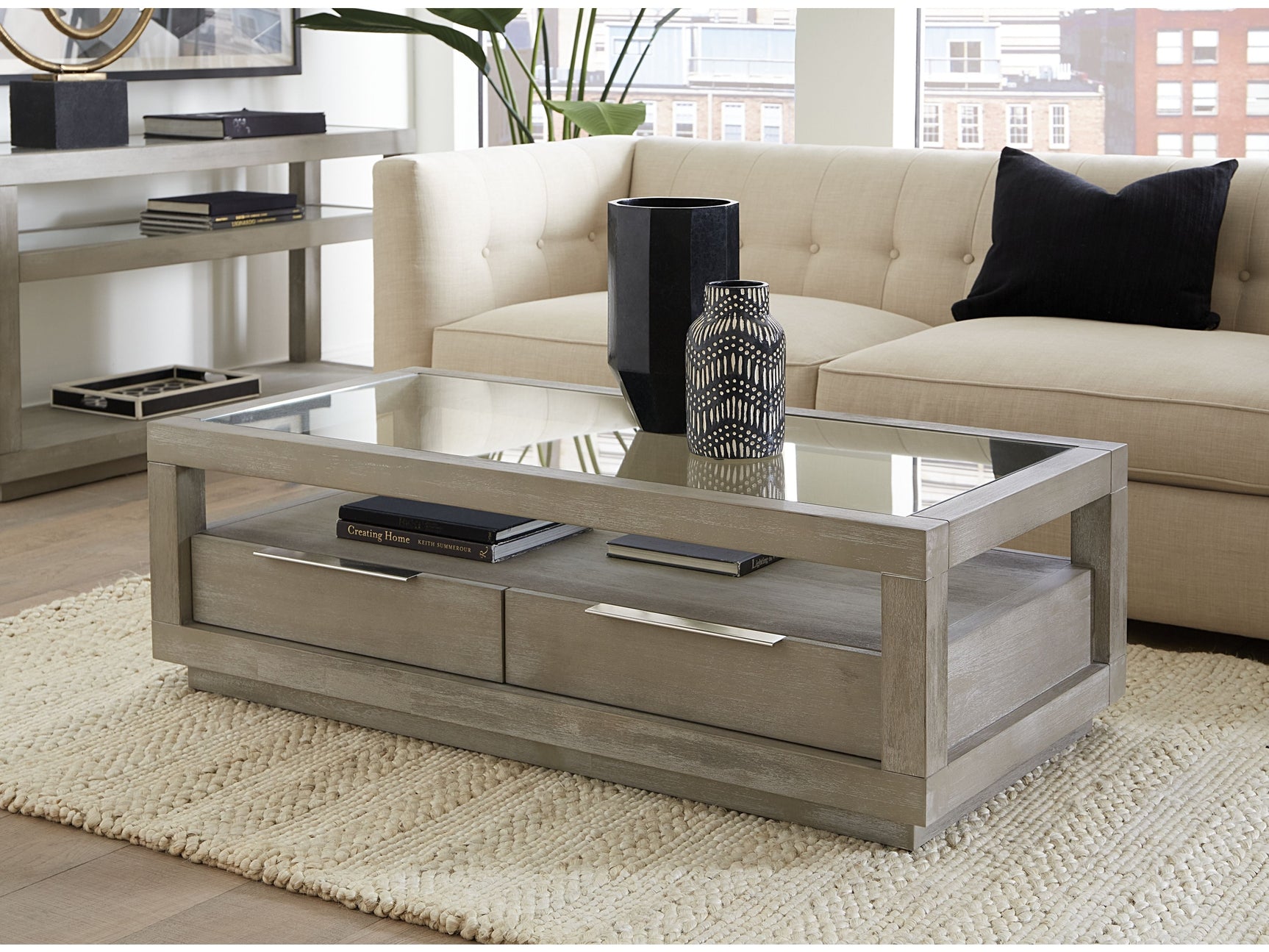 Oxford Two-Drawer Coffee Table in Mineral - Ornate Home