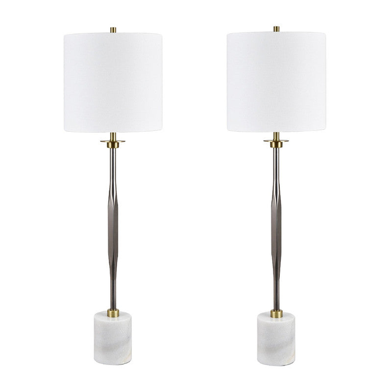 Oxley Silver/White Buffet Lamp (Set of 2) - Ornate Home
