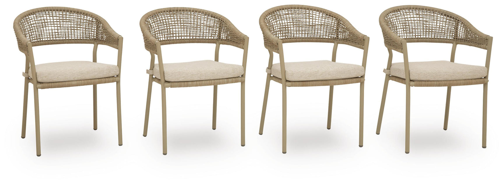 Ocean Park Beige Outdoor Arm Chair with Cushion (Set of 4)
