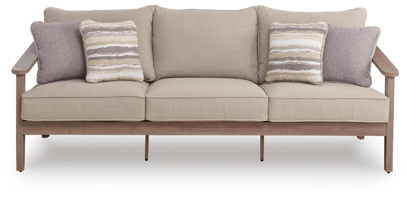 Francis Beach Natural/Gray Outdoor Sofa with Cushion