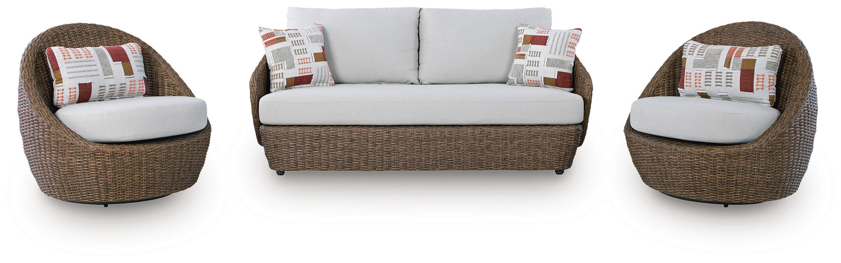 Cardiff Beach Beige Outdoor Loveseat/2 Swivel Chairs (Set of 3)