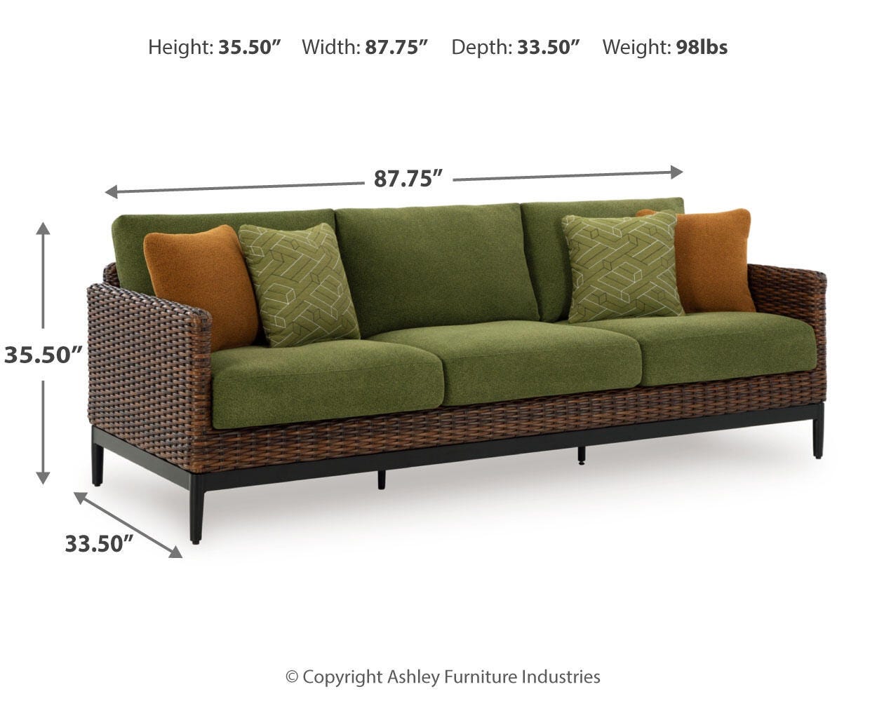 Horizon Hall Brown/Green Outdoor Sofa, 2 Lounge Chairs and 2 Ottomans (Online Special Price)