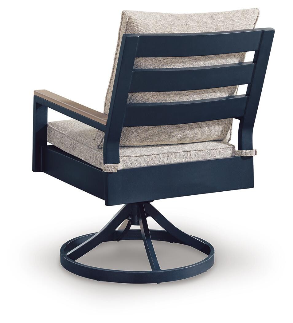 Mabry Shores Navy Blue/Driftwood Outdoor Swivel Chair with Cushion (Set of 2)
