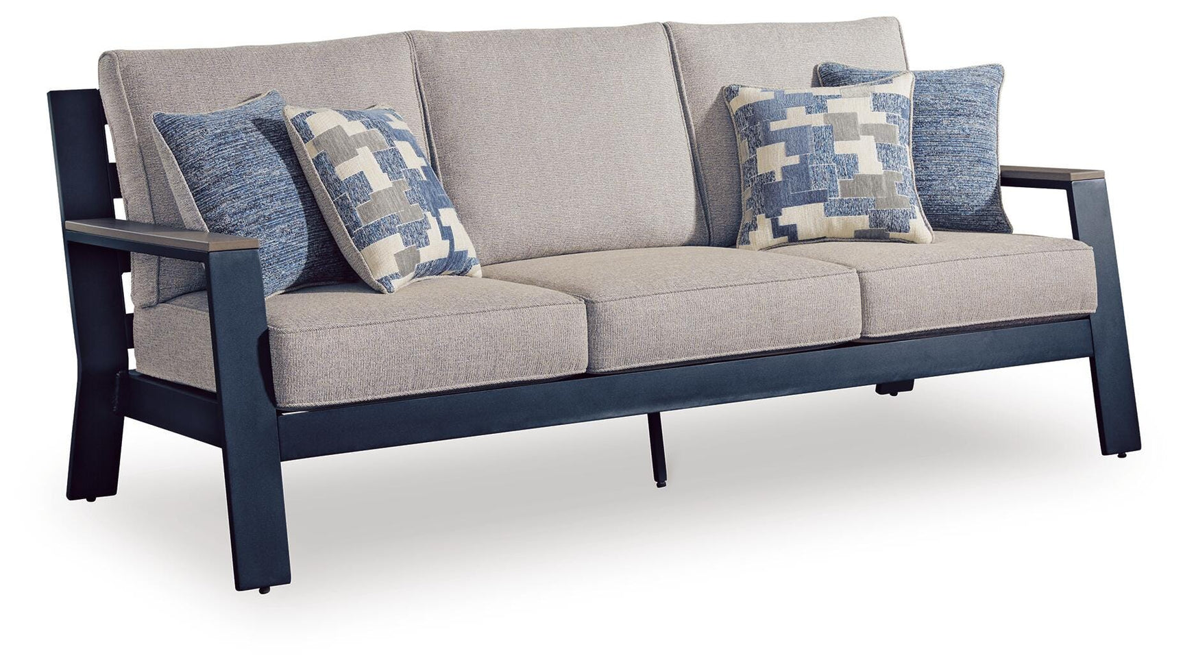 Mabry Shores Navy Blue/Driftwood Outdoor Sofa with Cushion