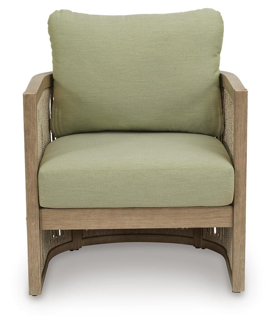 Vision Lane Beige/Green Outdoor Lounge Chair (Set of 2)