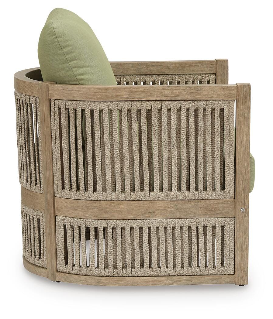 Vision Lane Beige/Green Outdoor Lounge Chair (Set of 2)