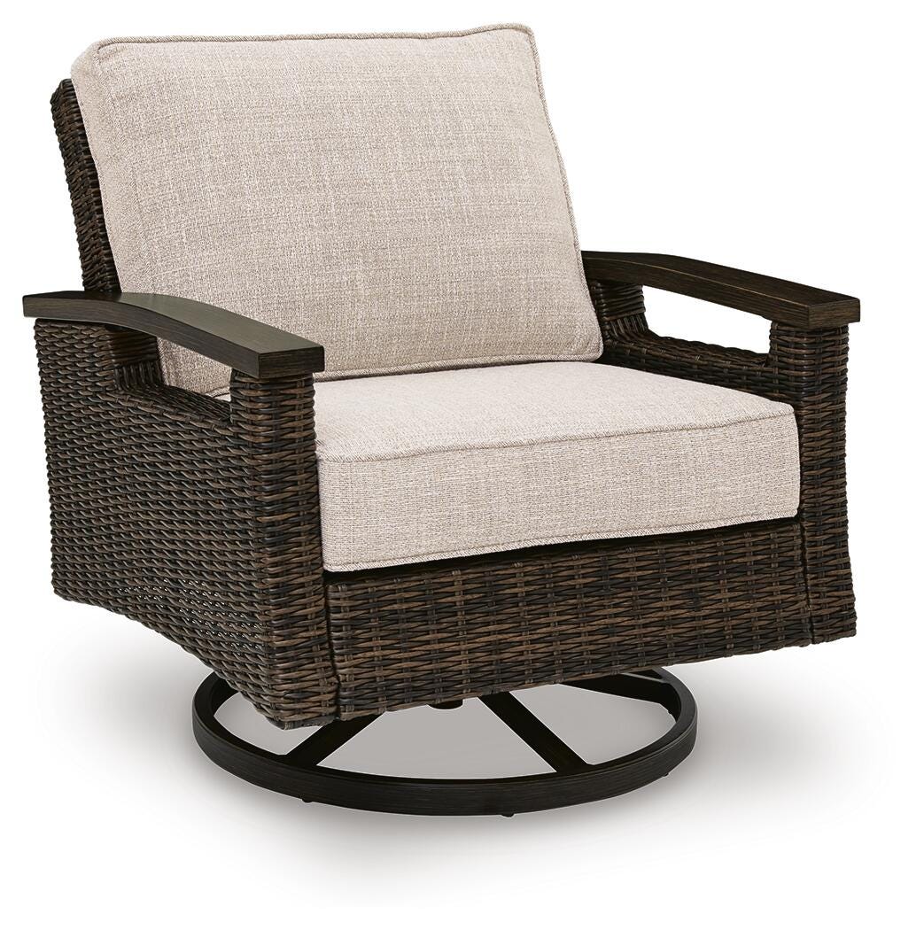 Drakes Beach Dark Brown Outdoor Swivel Lounge Chair (Set of 2)