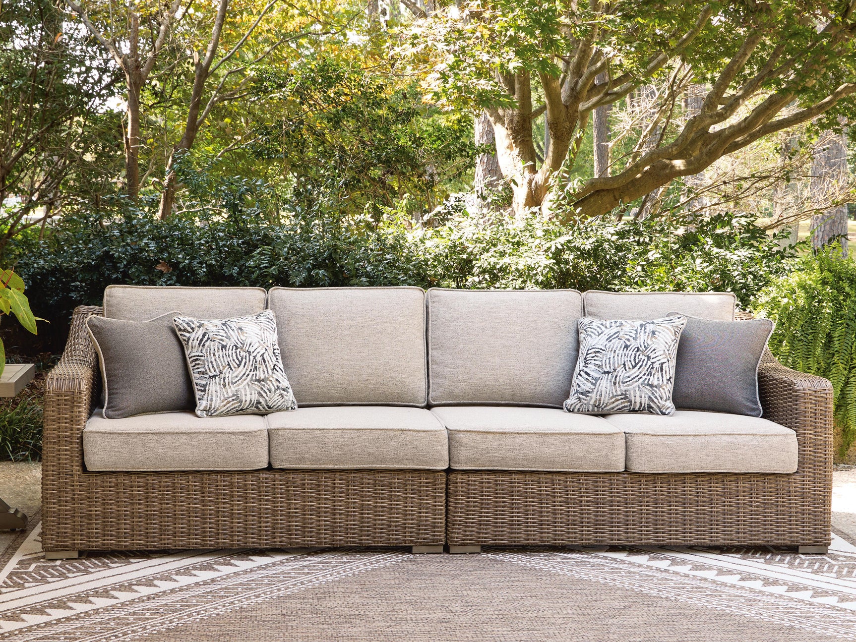 Revare Beach Beige Outdoor Right and Left-arm Facing Loveseat with Cushion (Set of 2)