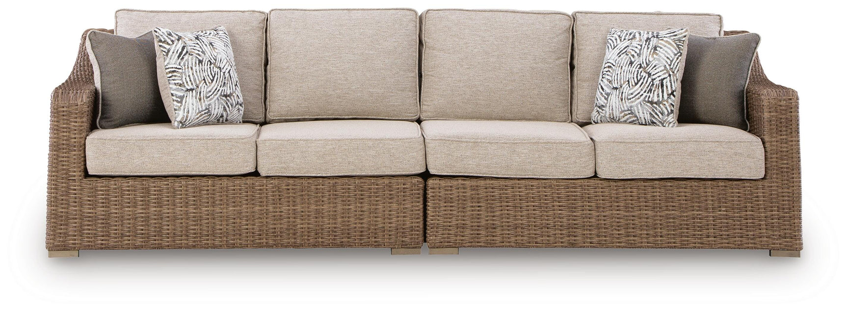 Revare Beach Beige Outdoor Right and Left-arm Facing Loveseat with Cushion (Set of 2)