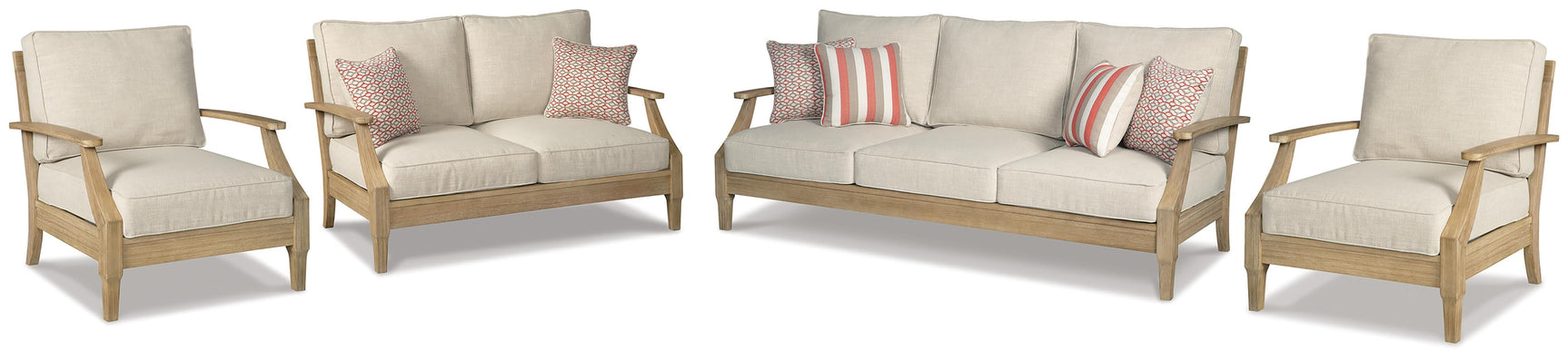 Clare View Beige Outdoor Sofa, Loveseat and 2 Lounge Chairs