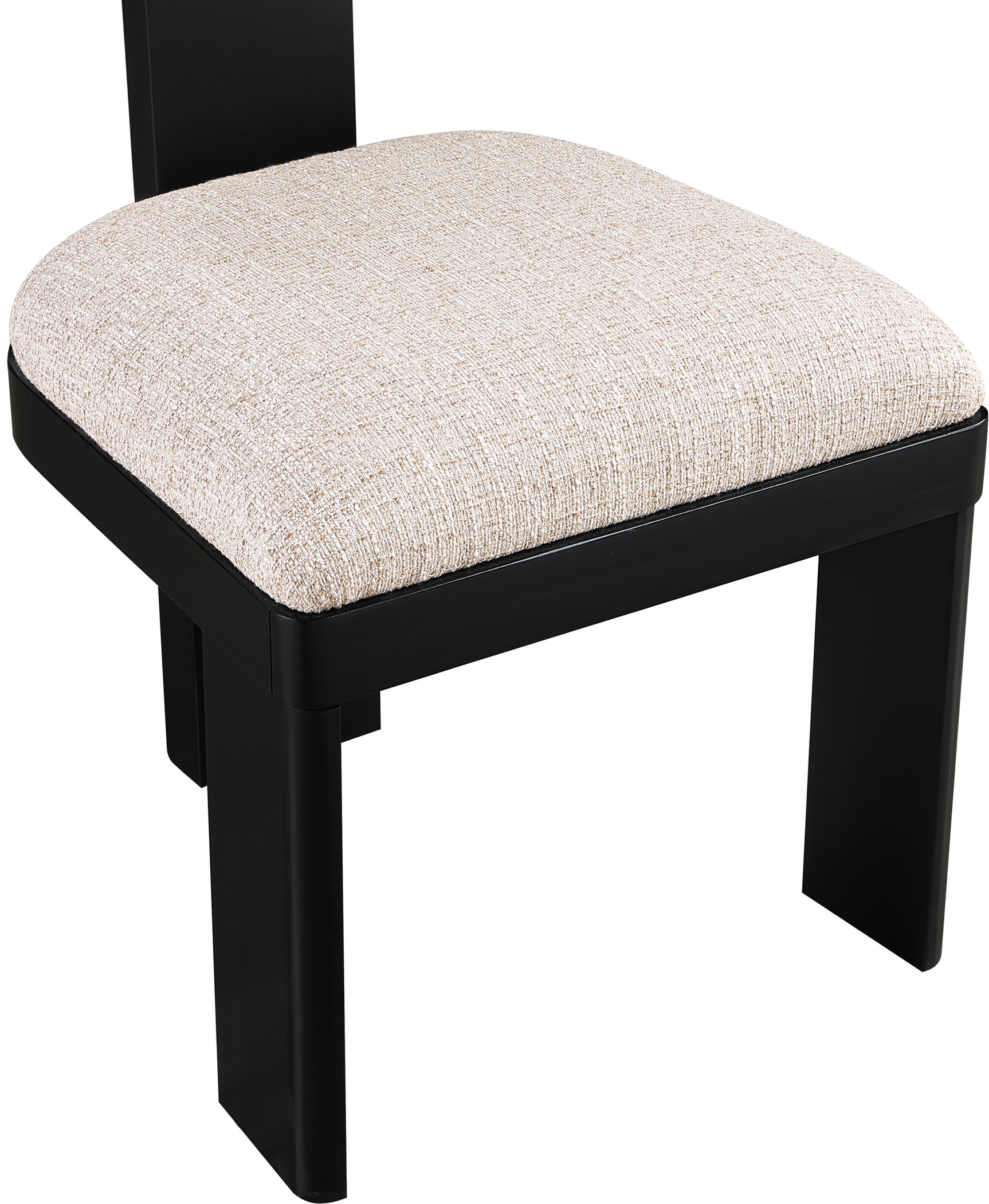 Pacific Beige/Black Textured Fabric Upholstered Dining Chair (Set of 2) - Ornate Home