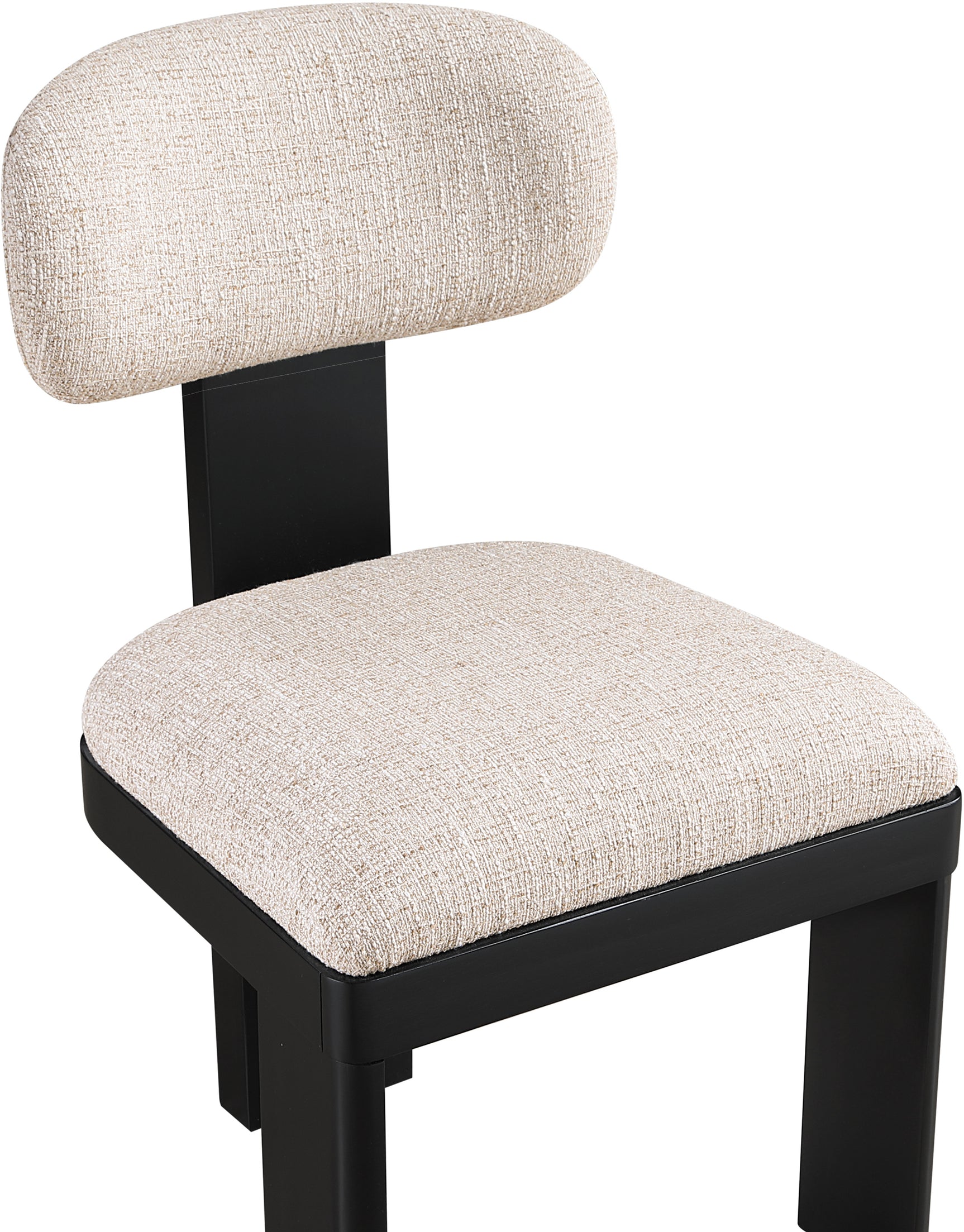 Pacific Beige/Black Textured Fabric Upholstered Dining Chair (Set of 2) - Ornate Home