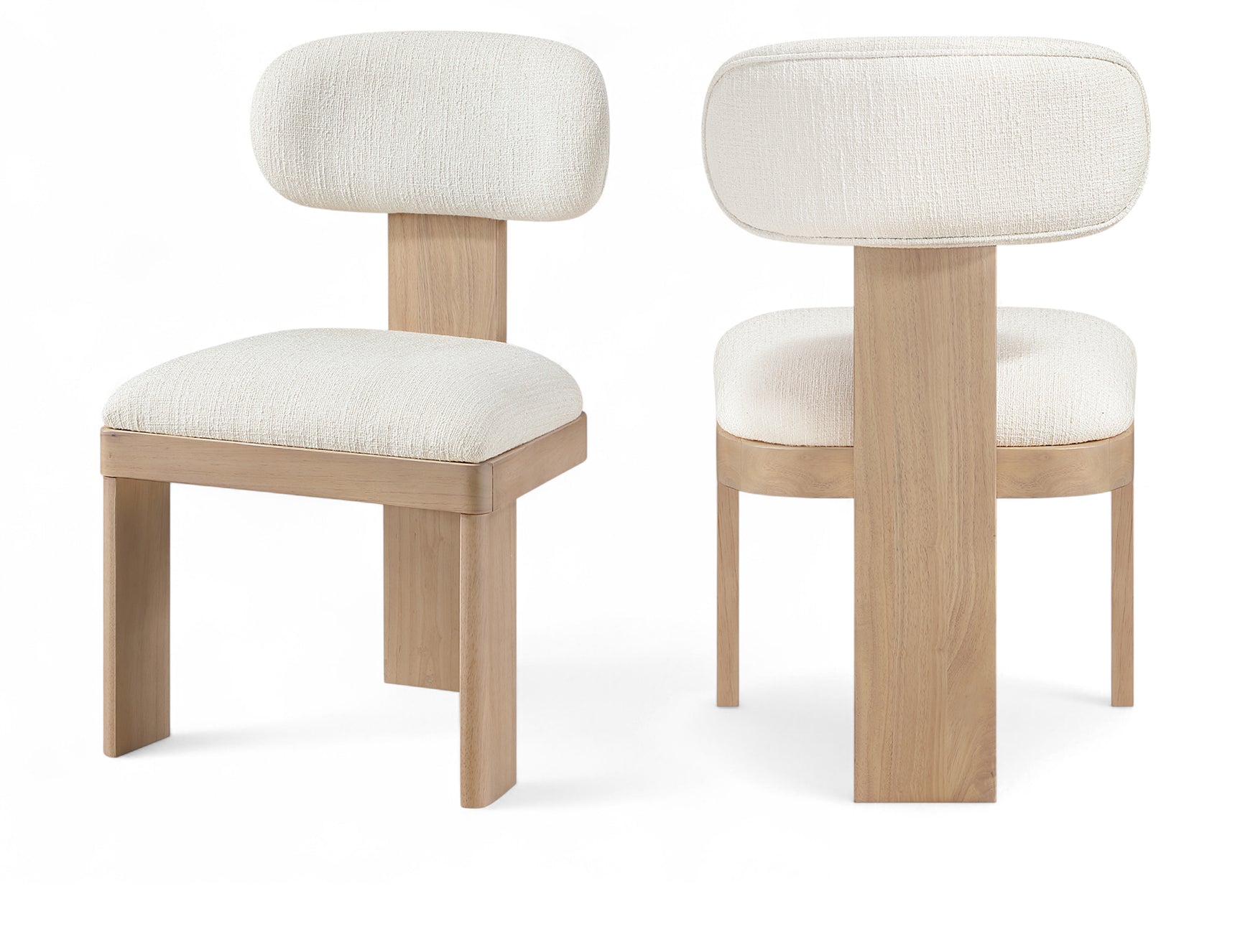 Pacific Cream/Natural Textured Fabric Upholstered Dining Chair (Set of 2) - Ornate Home