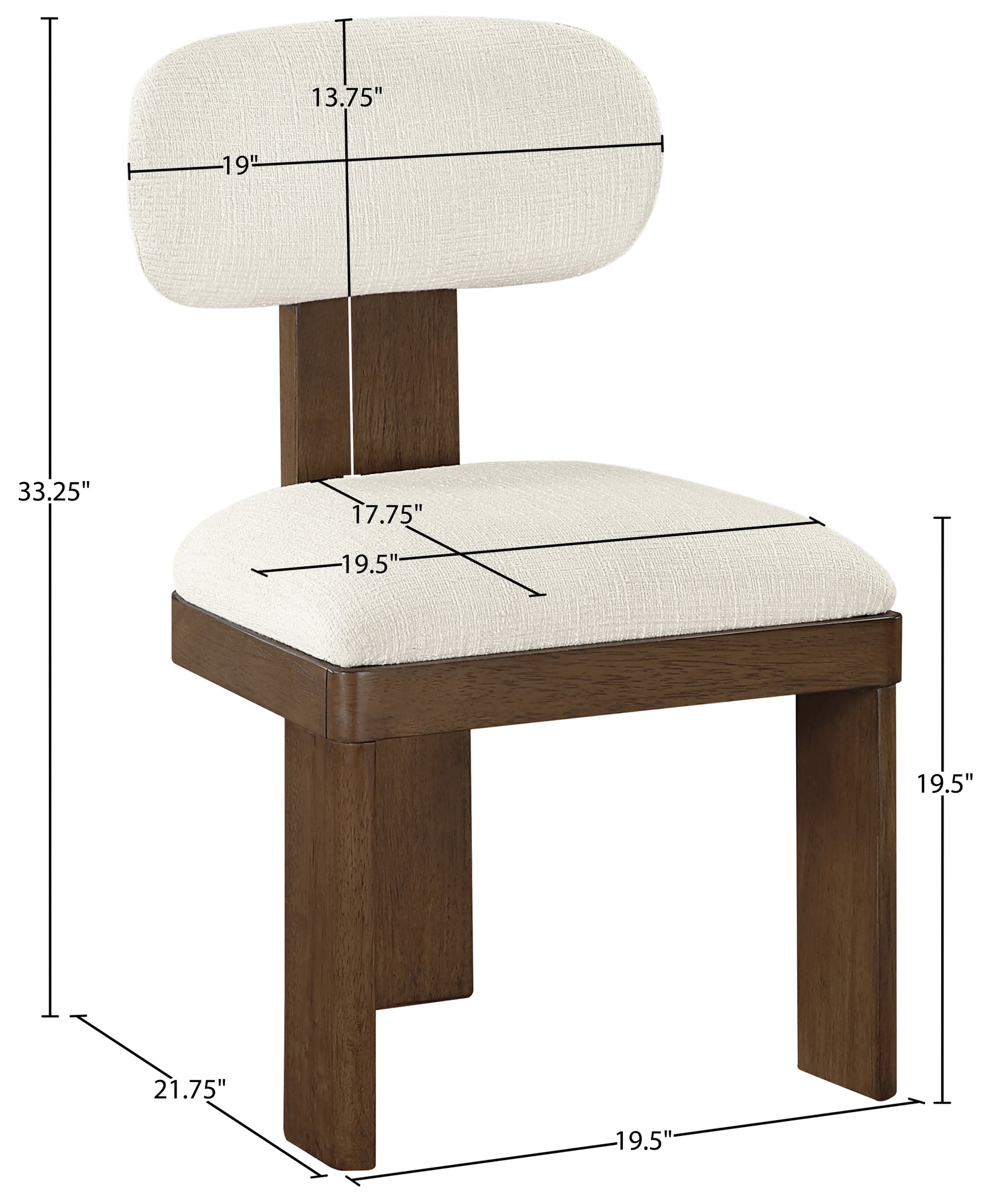 Pacific Cream/Walnut Textured Fabric Upholstered Dining Chair (Set of 2) - Ornate Home