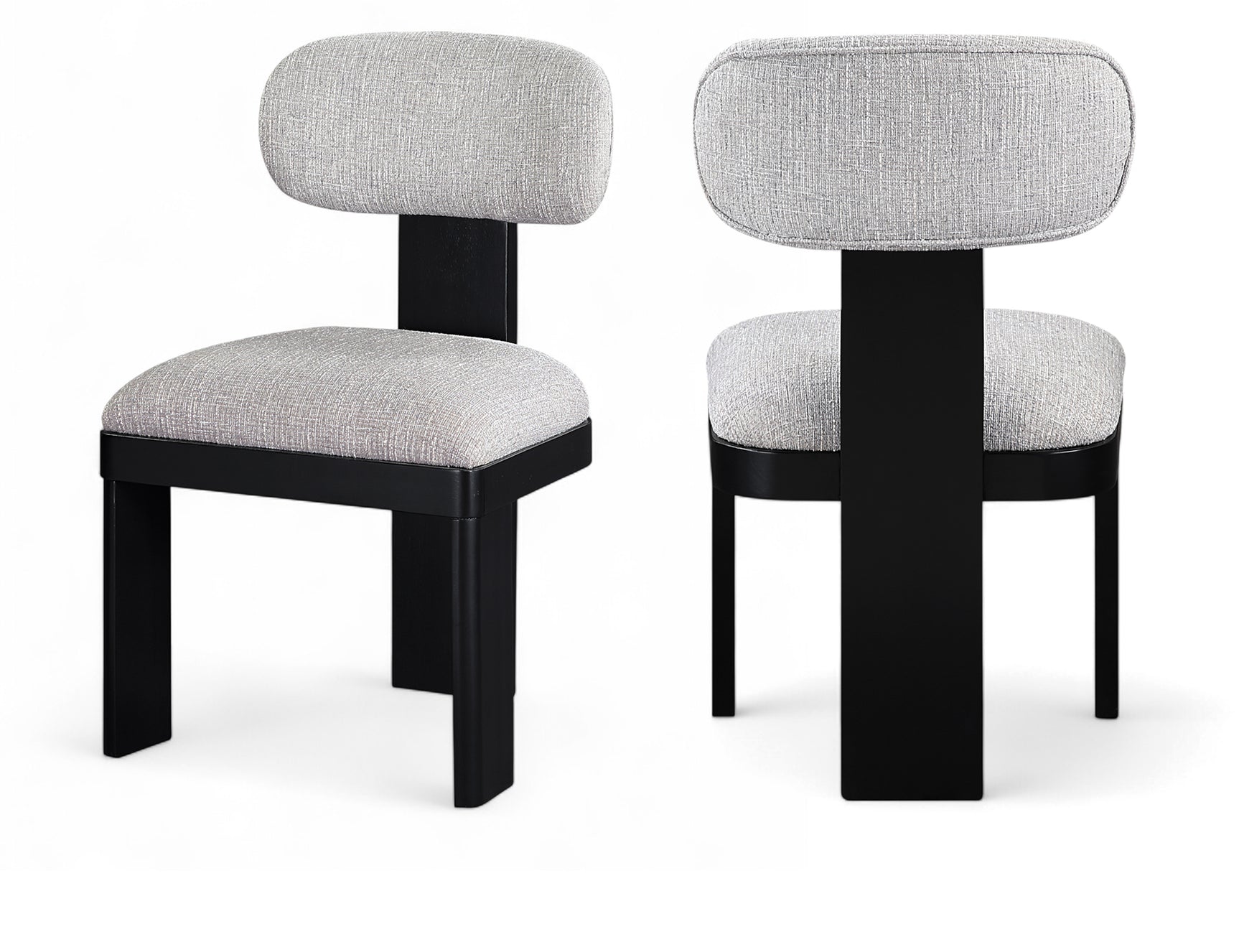 Pacific Grey/Black Textured Fabric Upholstered Dining Chair (Set of 2) - Ornate Home