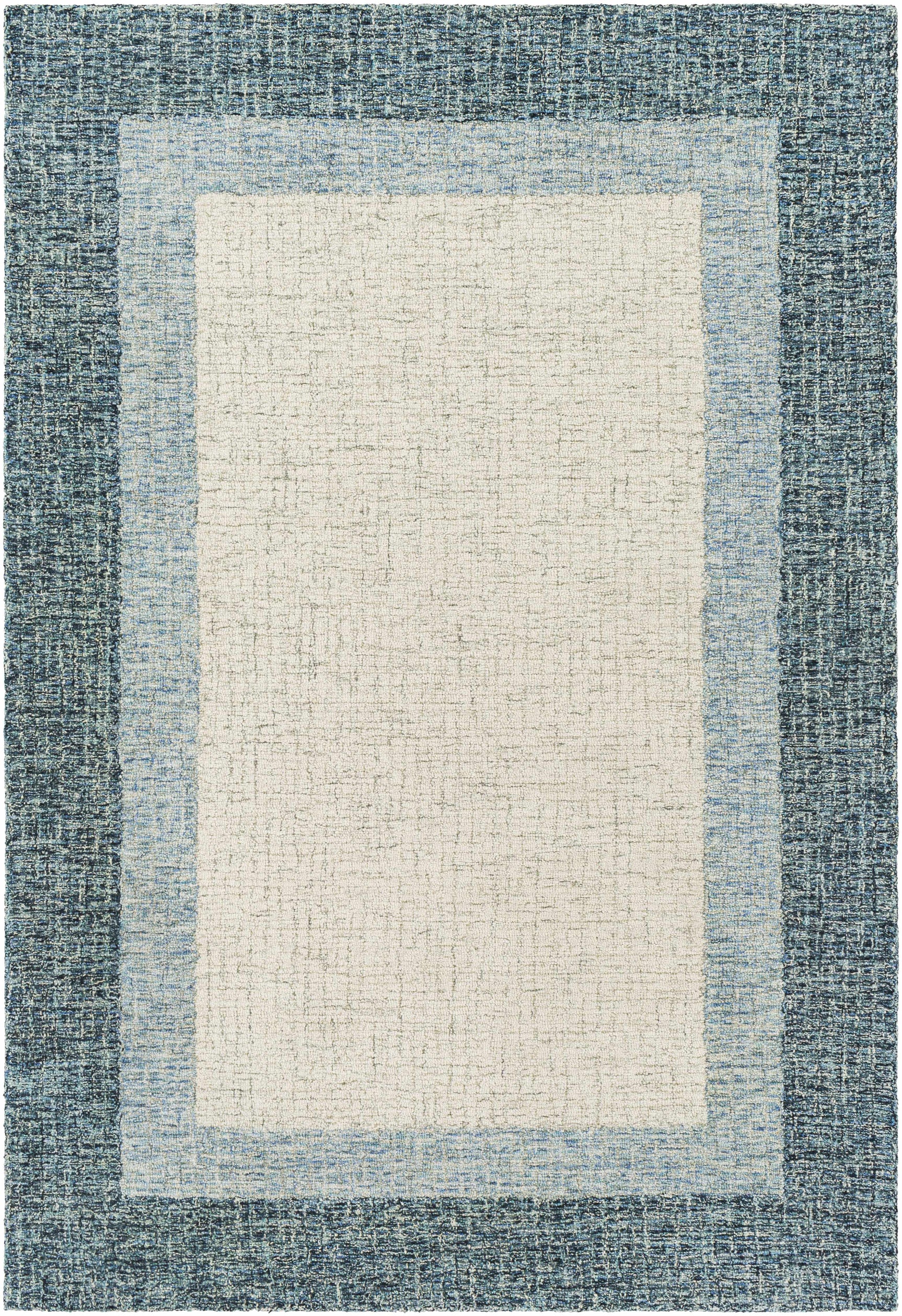 Padada Green Bordered Cream Wool Rug - Ornate Home