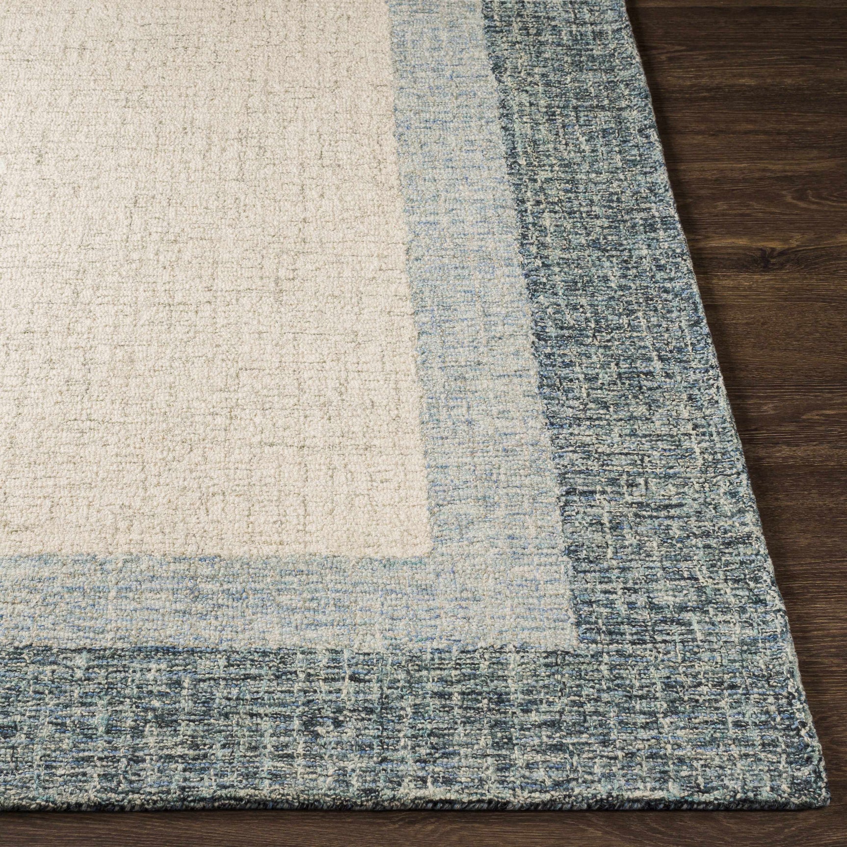Padada Green Bordered Cream Wool Rug - Ornate Home