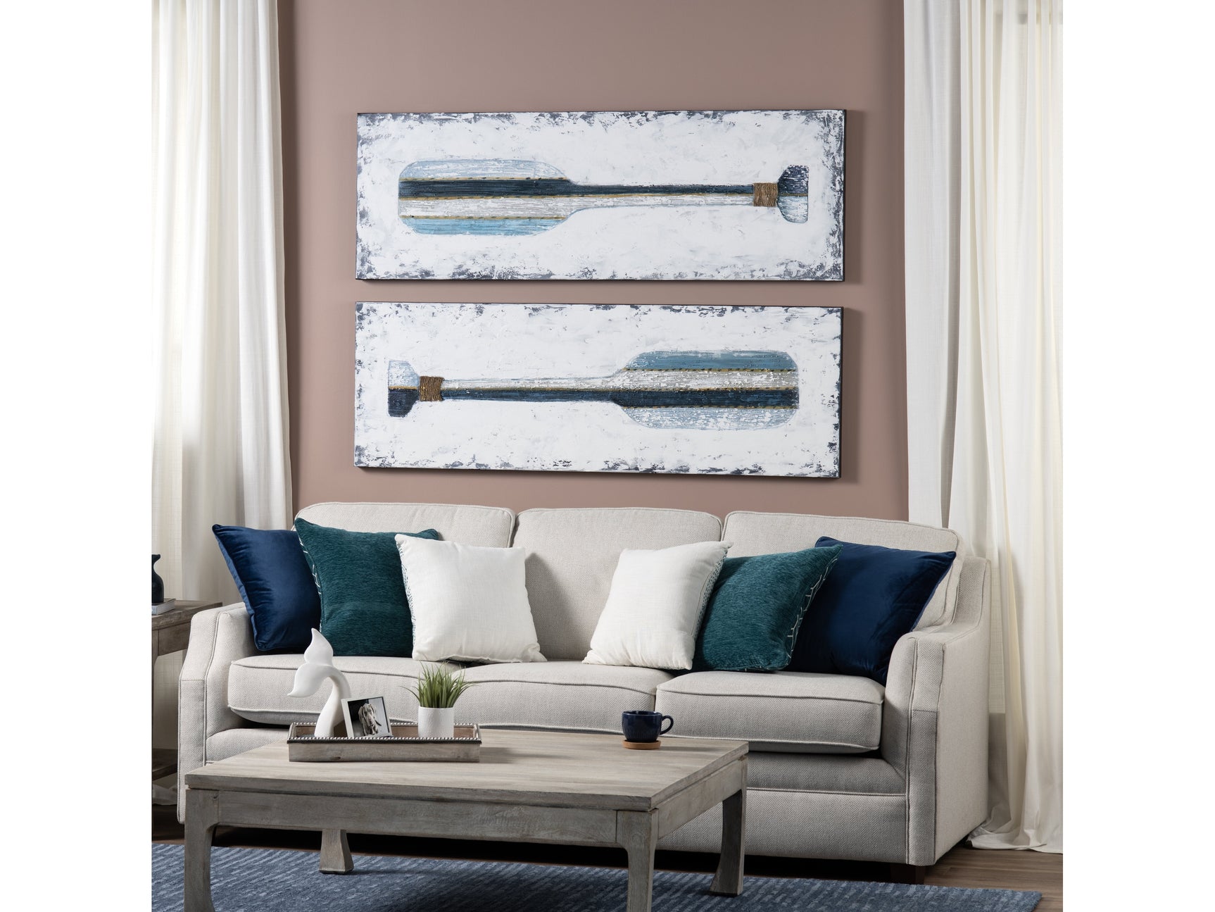 Paddles Up Blue/White Canvas