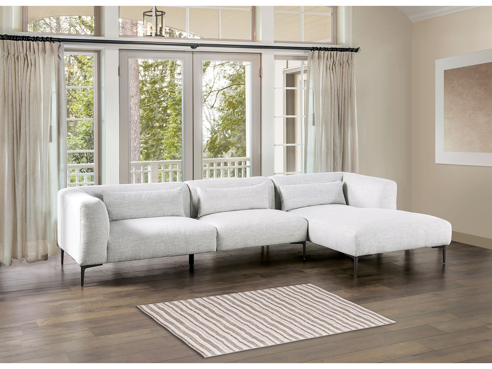 Paderborn Light Gray Right Chaise Sectional - Ornate Home