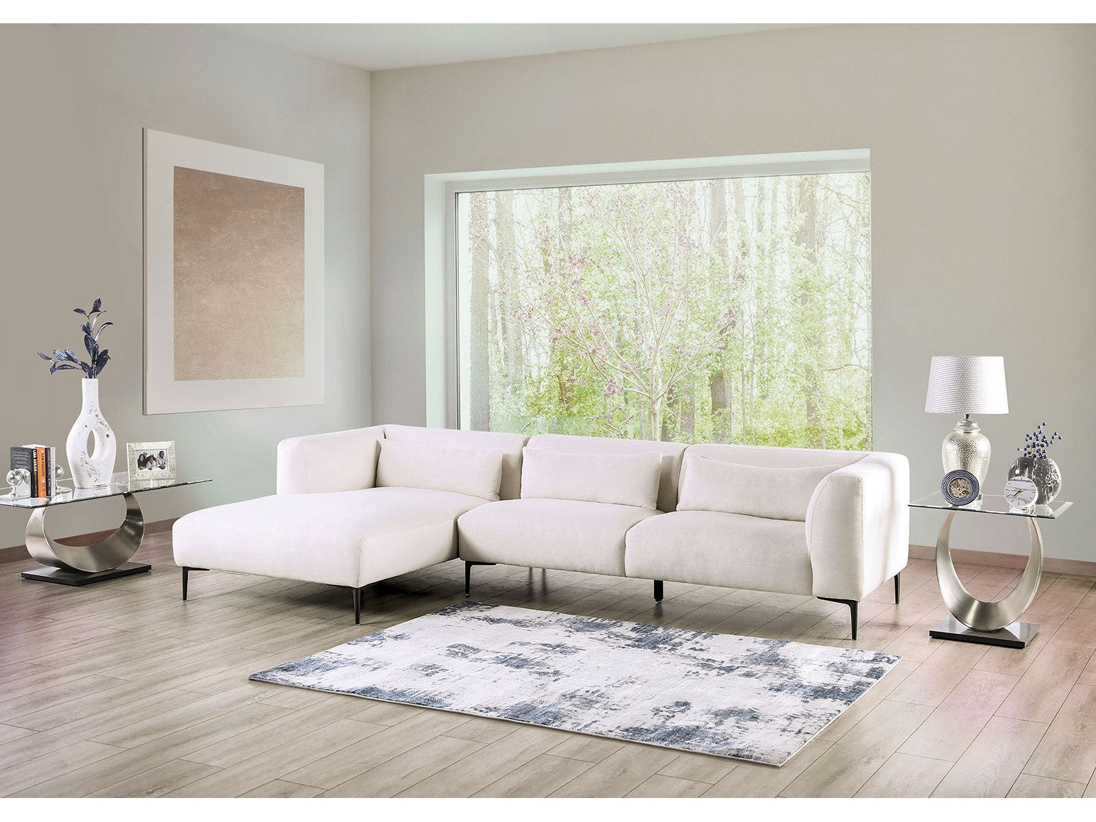 Paderborn Linen White Left Chaise Sectional - Ornate Home