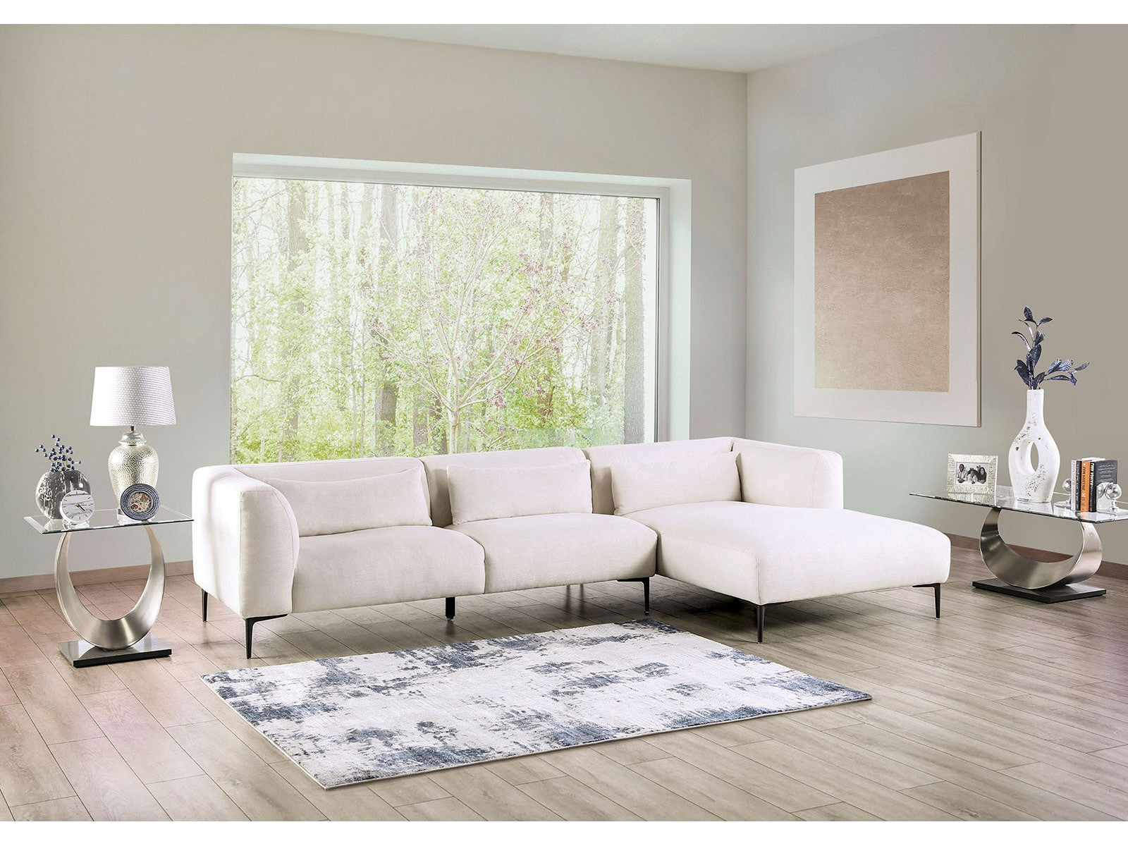 Paderborn Linen White Right Chaise Sectional - Ornate Home