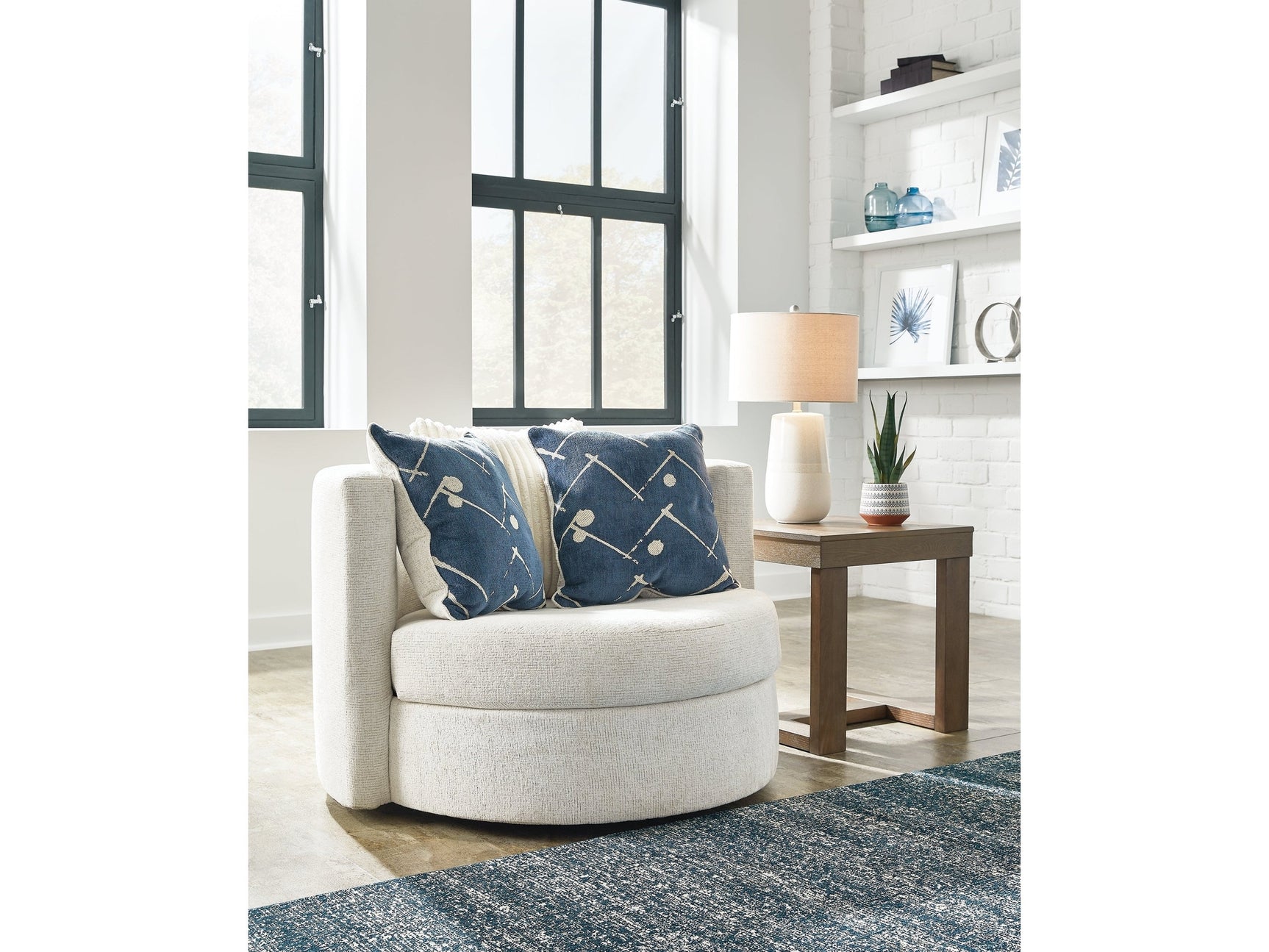 Padova Ivory Swivel Accent Chair - Ornate Home