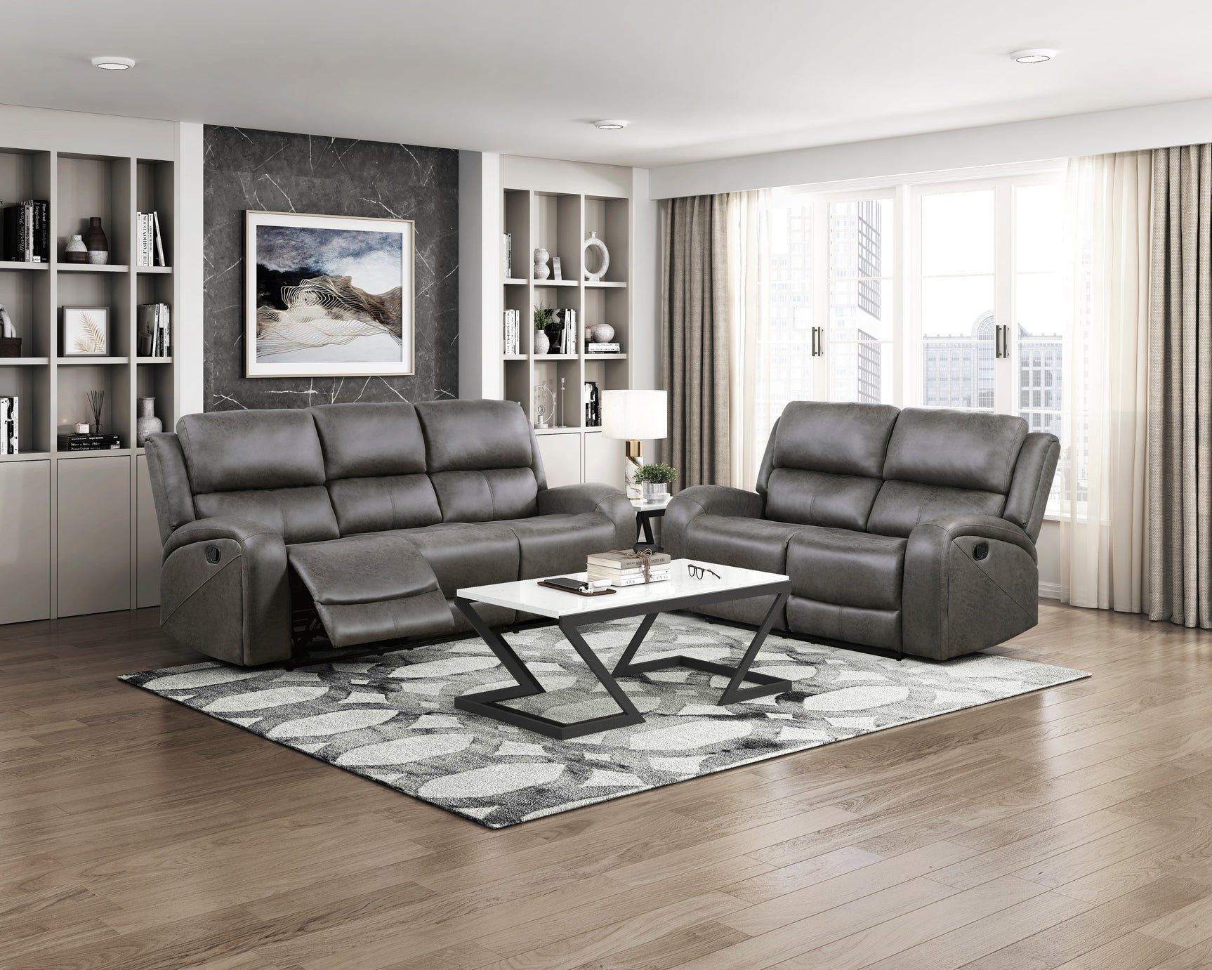 Pagosa Dark Gray Double Reclining Loveseat - Ornate Home