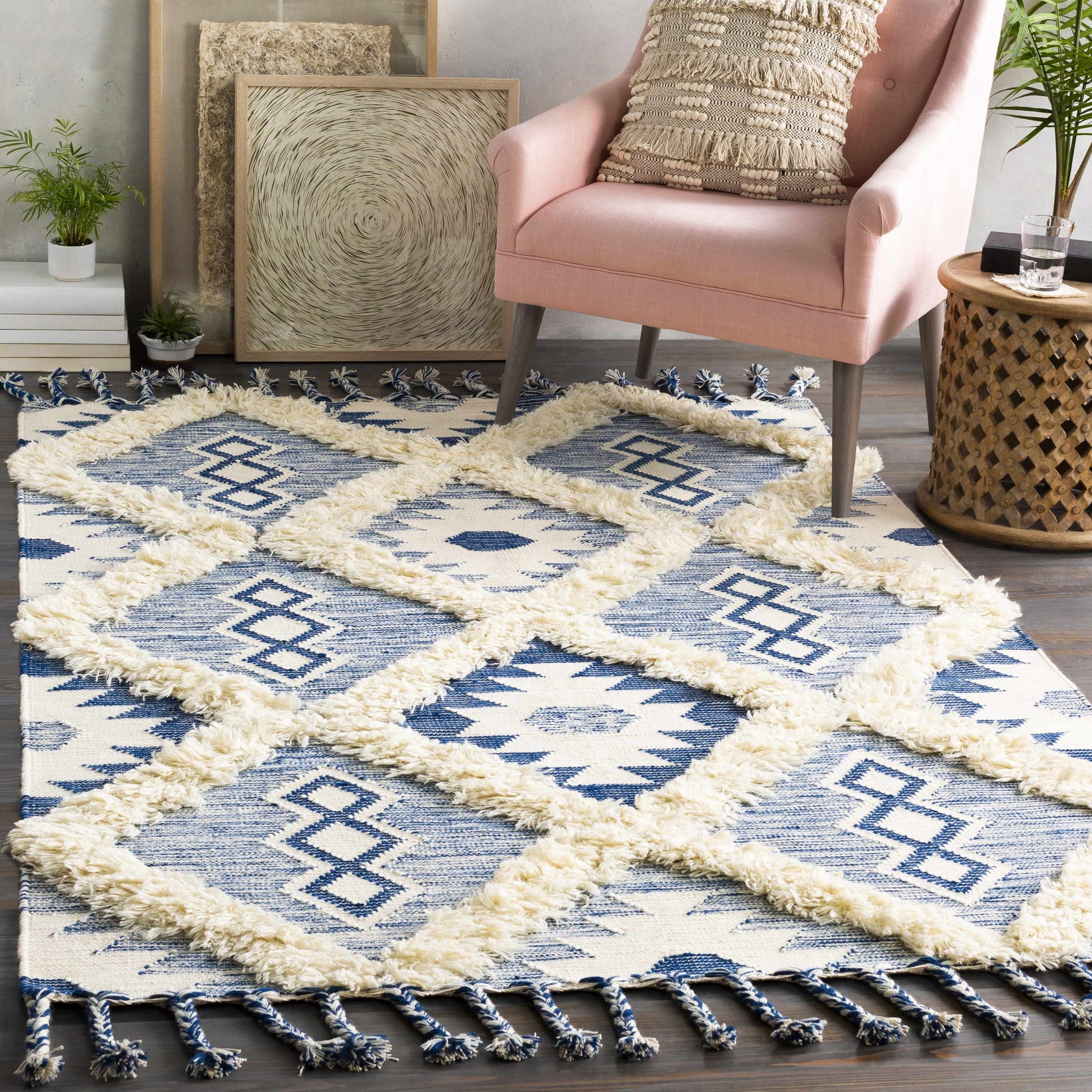 Painesdale Blue/White Wool Carpet - Clearance - Ornate Home