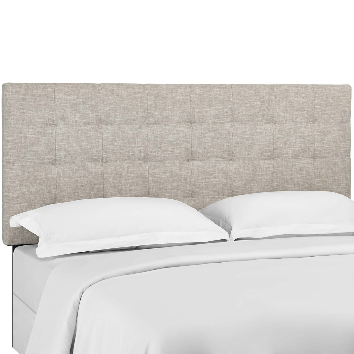 Paisley Beige Tufted Upholstered Linen Fabric King and California King Headboard - Ornate Home