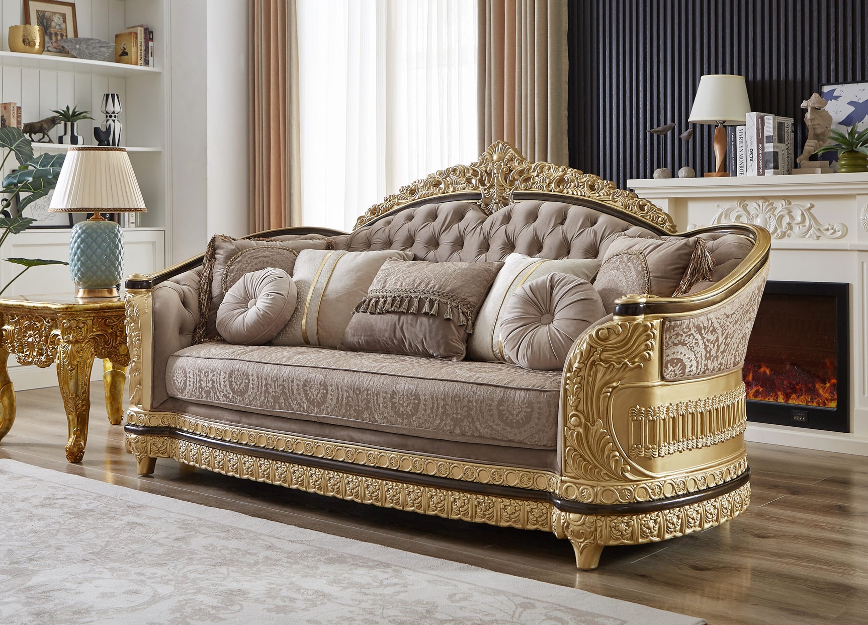 Palais Doré Gold 3-Pc Living Room Set / HD-9021 - Ornate Home