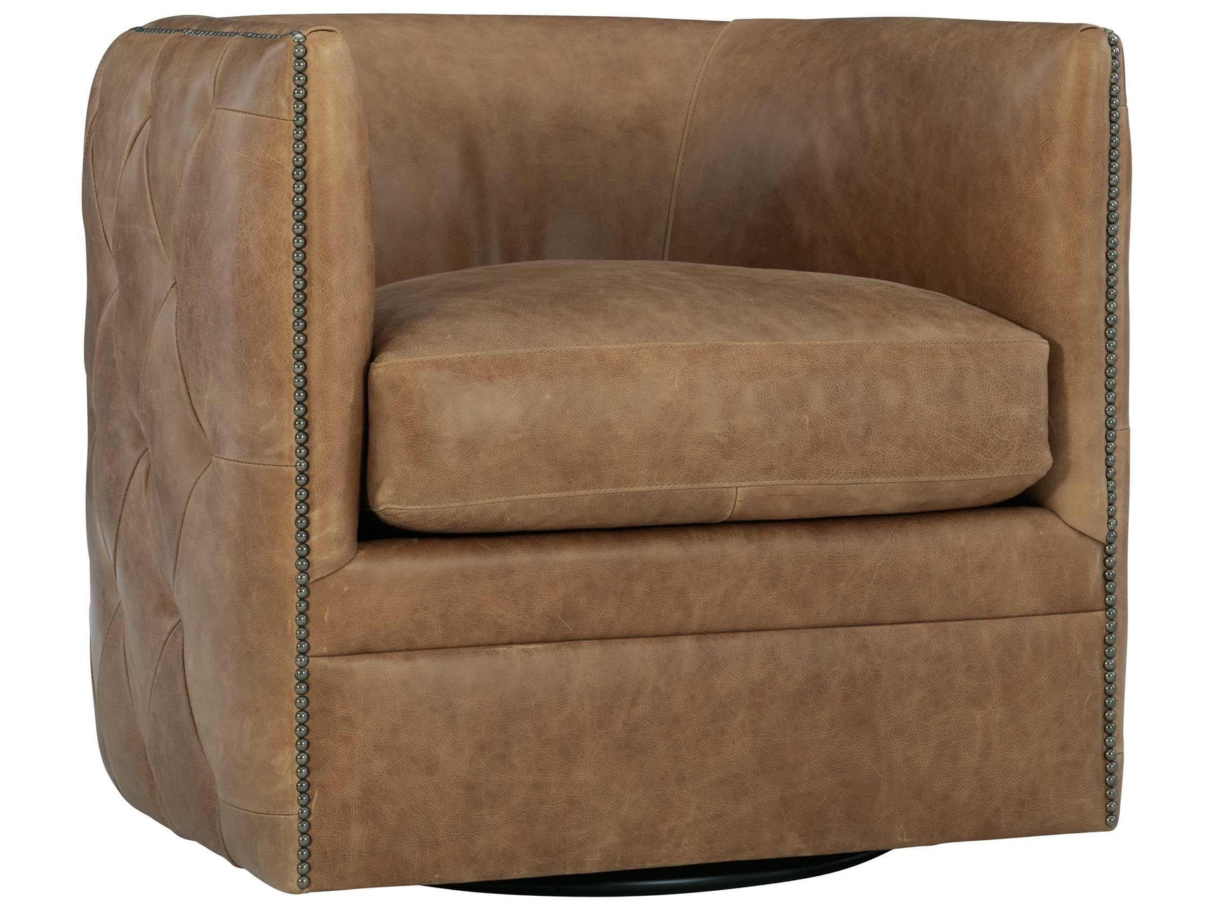 Palazzo Brown Leather Swivel Chair - Ornate Home