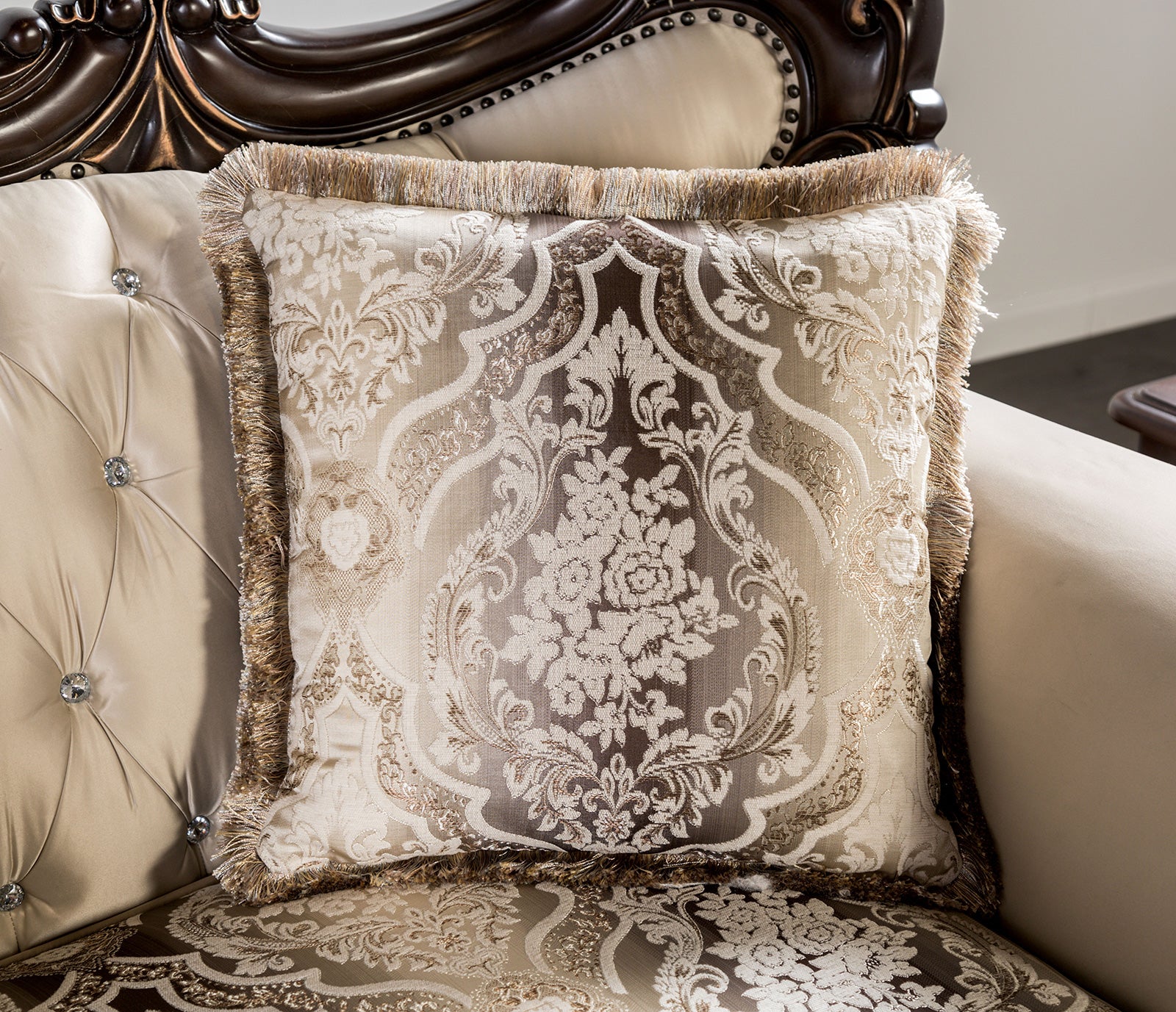 Palencia Dark Cherry/Beige Loveseat - Ornate Home