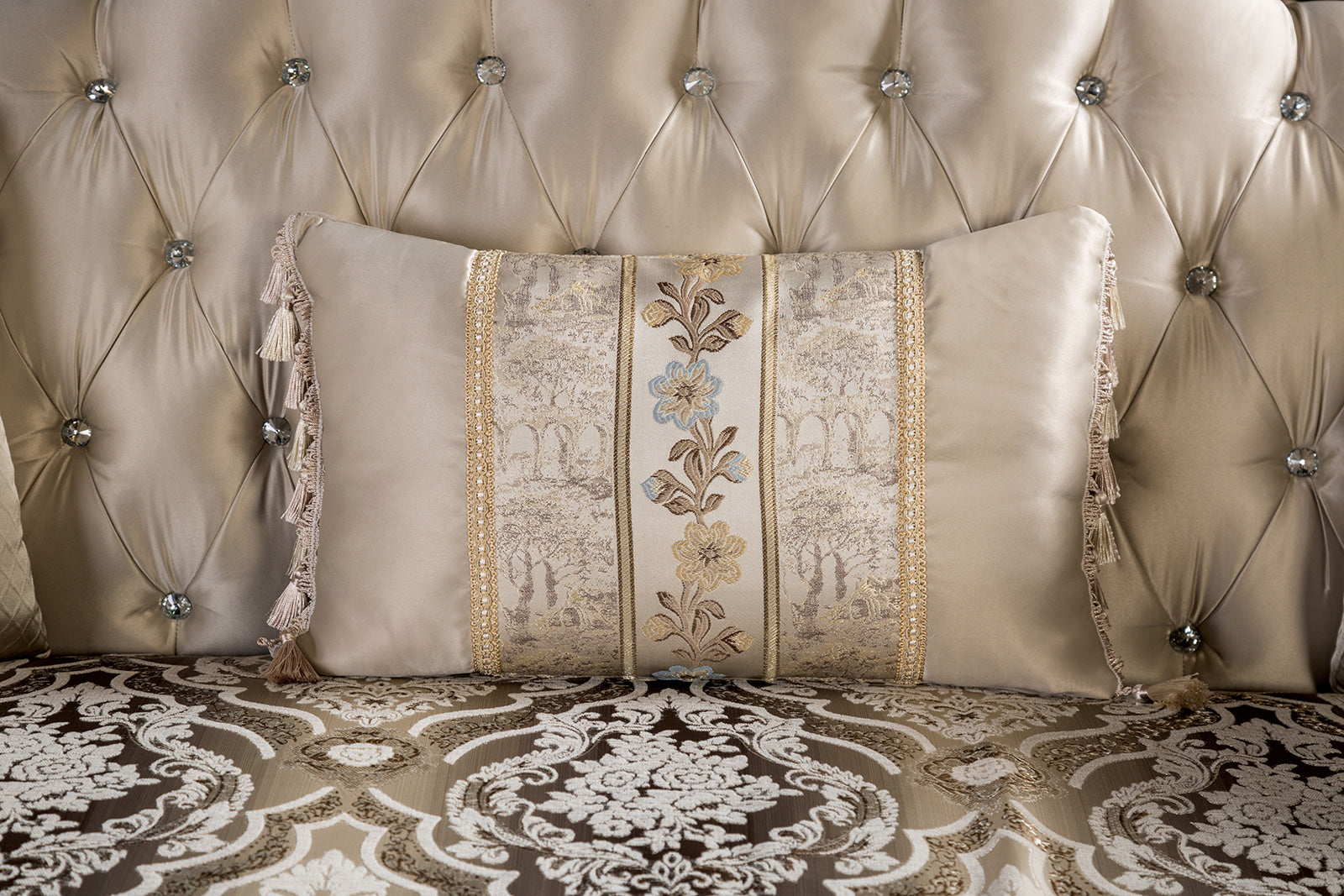 Palencia Dark Cherry/Beige Sofa & Loveseat - Ornate Home