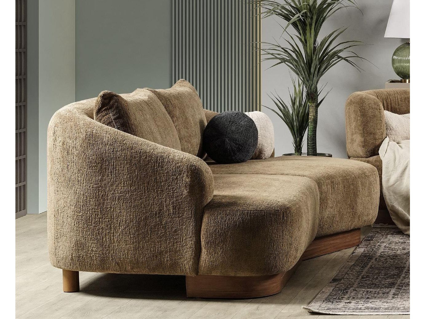 Palermo Mocha Curved 2-piece Sectional Sofa - Ornate Home