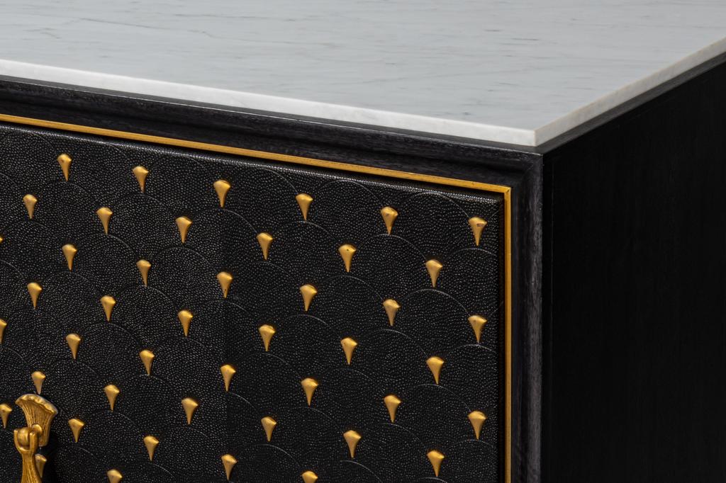 Palisade Black Shagreen Credenza - Ornate Home