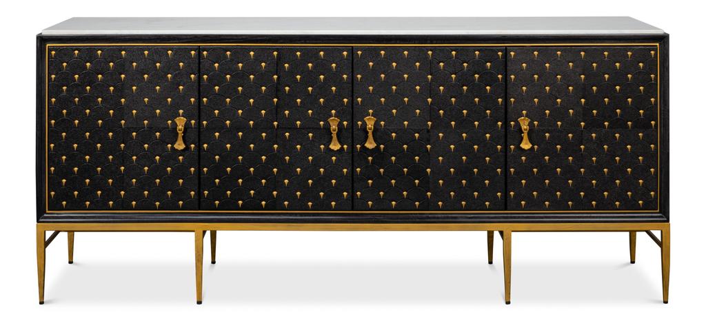 Palisade Black Shagreen Credenza - Ornate Home