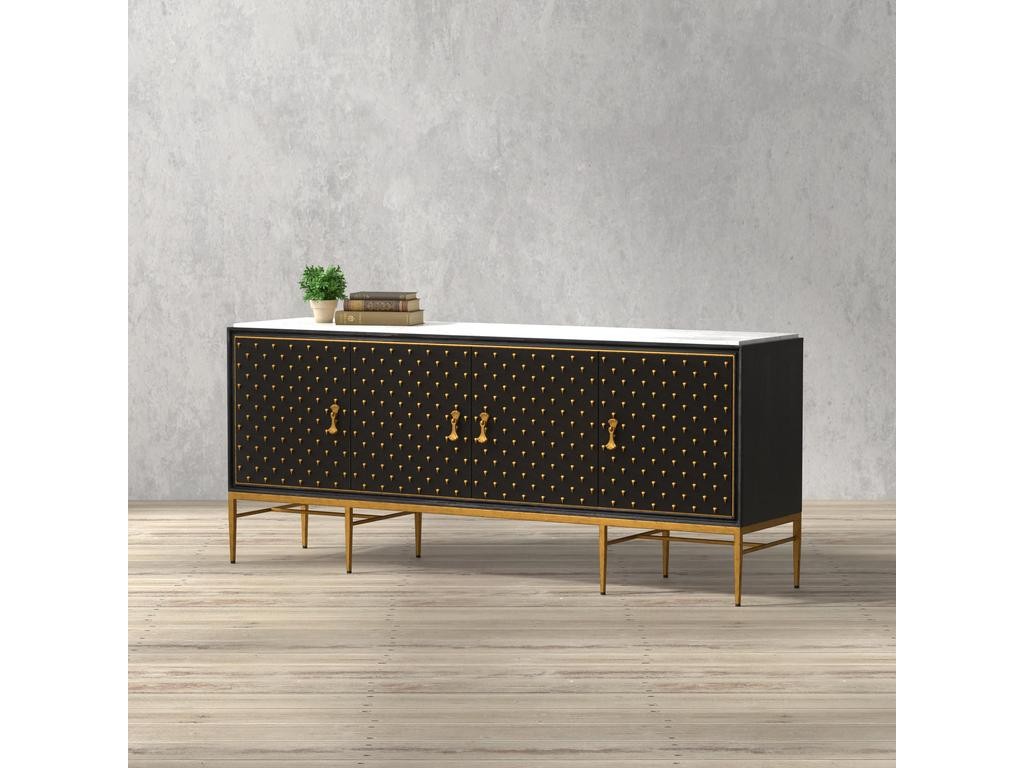 Palisade Black Shagreen Credenza - Ornate Home