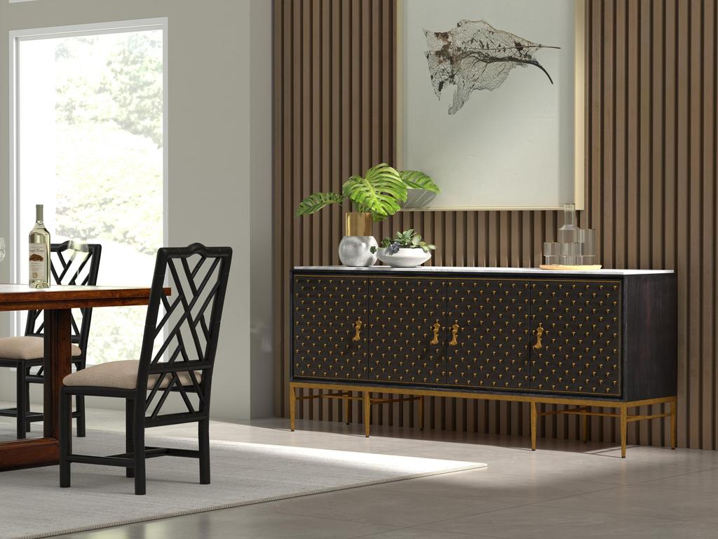 Palisade Black Shagreen Credenza - Ornate Home