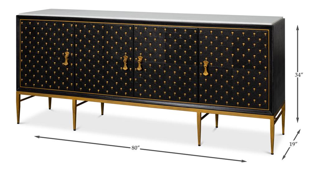 Palisade Black Shagreen Credenza - Ornate Home